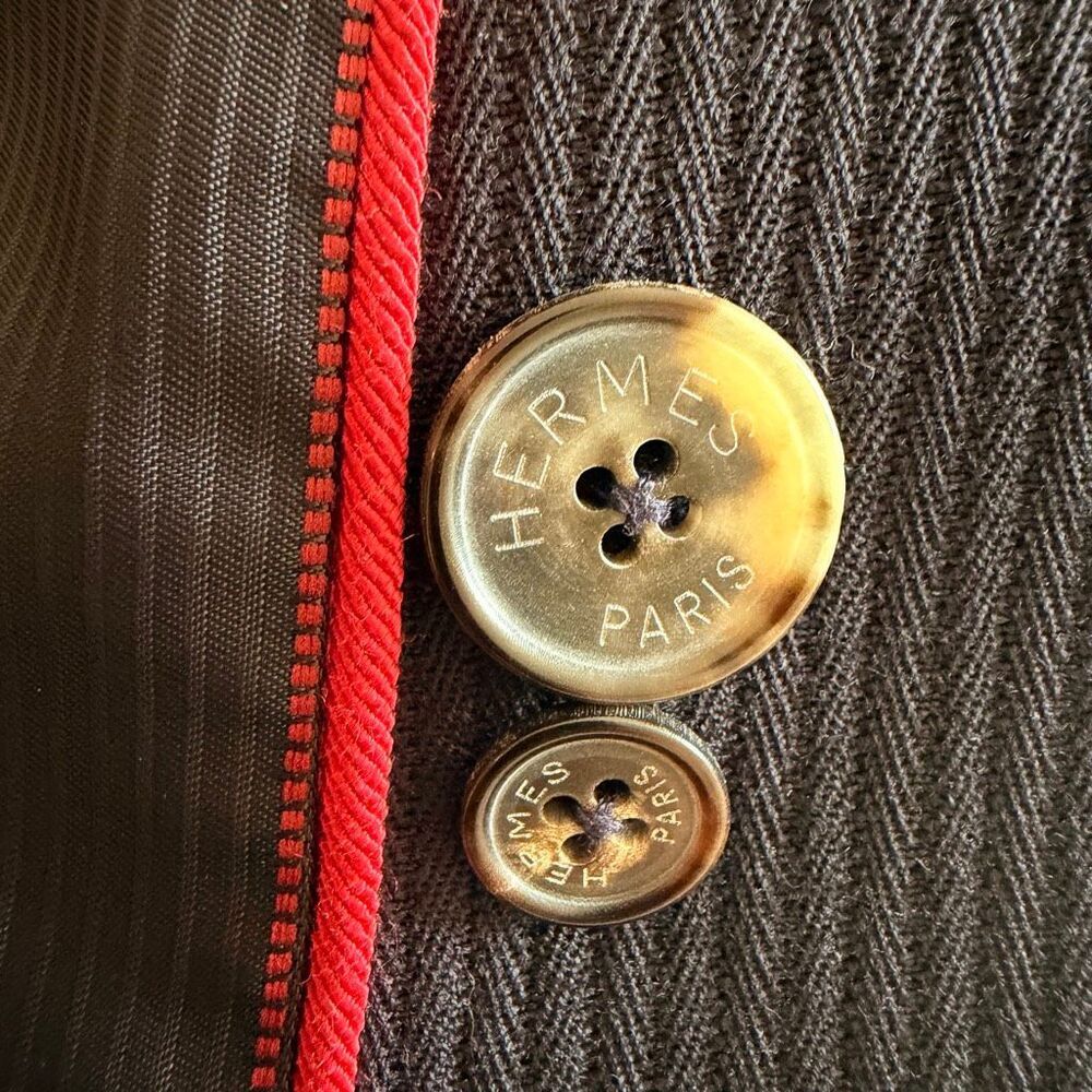 Hermès Paris Vintage Y2K Women’s Navy Pinstripe Wool Coat Blazer SZ EU 38 / US 6 - Picture 14 of 15